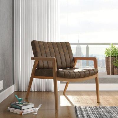 Cadeira Poltrona Decorativa Sala De Estar Recepção Uxuá Tecido Nobuck Couro Macio Nobuck Marrom