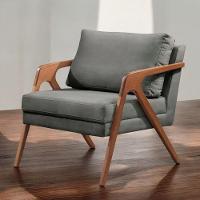 Poltrona Mona Linho Cinza Sofisticado Sala Pé Madeira Maciça - 1