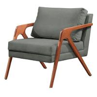 Poltrona Mona Linho Cinza Sofisticado Sala Pé Madeira Maciça - 2