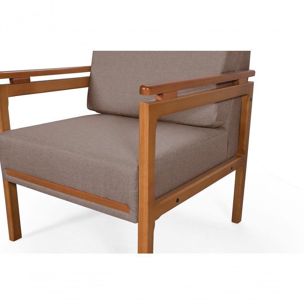 Poltrona Decorativa Montreal Para Sala De Estar Escritório Recepção Linho Marrom - 5