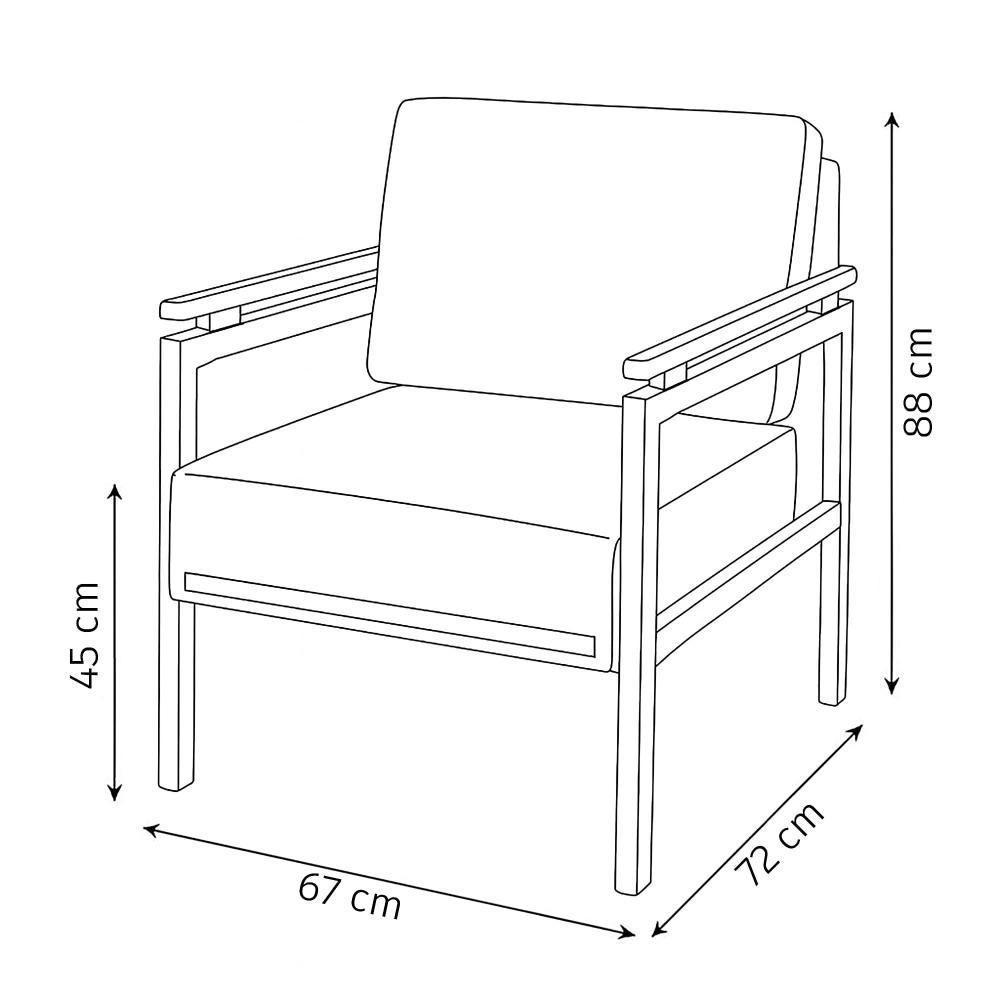 Poltrona Decorativa Montreal Para Sala De Estar Escritório Recepção Linho Marrom - 7
