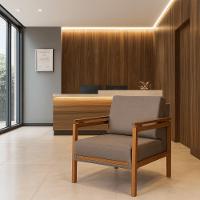 Poltrona Decorativa Montreal Para Sala De Estar Escritório Recepção Linho Marrom - 1