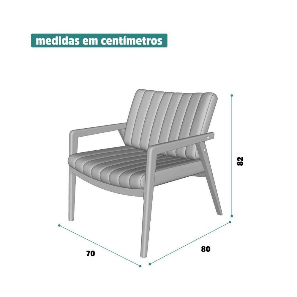 Poltrona Decorativa Uxuá Escritório Recepção Linho Areia Pés De Madeira - 6