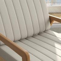 Poltrona Decorativa Uxuá Escritório Recepção Linho Areia Pés De Madeira - 2