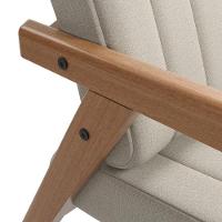 Poltrona Decorativa Uxuá Escritório Recepção Linho Areia Pés De Madeira - 5