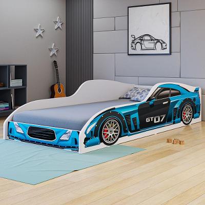 Cama Solteiro Carro Gt MDF Reforçado Para Crianças Aventura Azul
