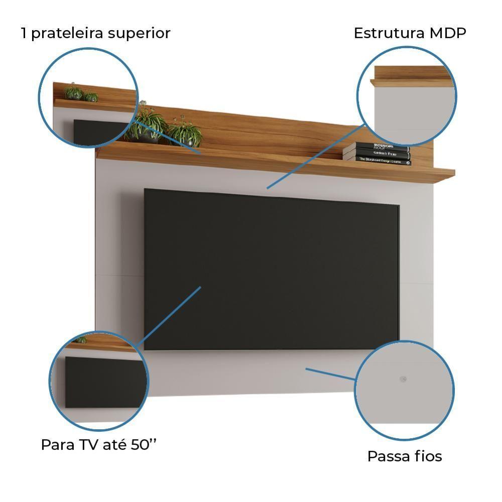 Painel Para Tv Smart Até 50 Polegadas Nt 1185 Notável Off White / Freijó Trend 1,35m Preto - 3