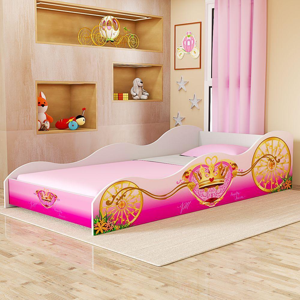 Cama Solteiro Carruagem MDF Ideal Para Pequenas Princesas - 1