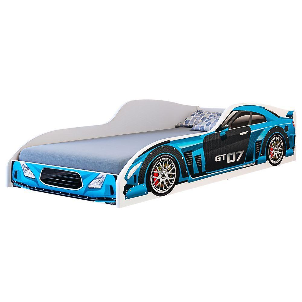 Cama Solteiro Carro Gt MDF Reforçado Moderna Azul - 3