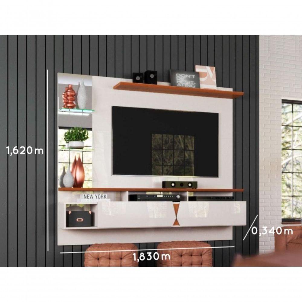 Painel Para Tv Intense Lukaliam Off White / Damasco Off White / Damasco - 3