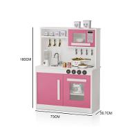 Kit Cozinha E Geladeira Em MDF Brinquedo Infantil Rosa