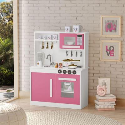 Cozinha Infantil Brincar De Faz De Conta Em MDF Rosa