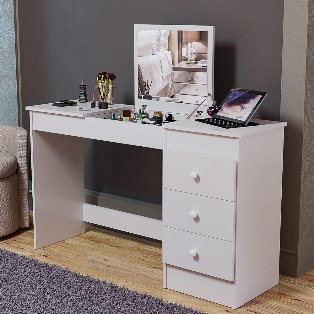 Escrivaninha Penteadeira Com Espelho E Gavetas Móvel 2 Em 1 - 1