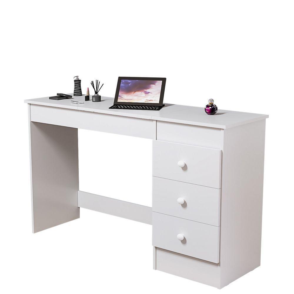 Escrivaninha Penteadeira Com Espelho E Gavetas Móvel 2 Em 1 - 4