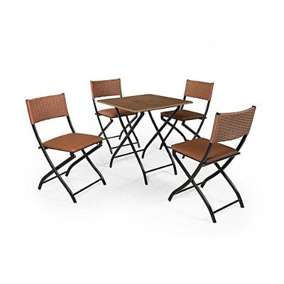 Jogo De Mesa Dobravel Imbuia Com 4 Cadeiras Caramelo