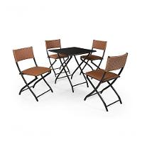 Jogo De Mesa Dobravel Preto Com 4 Cadeiras Caramelo - 1