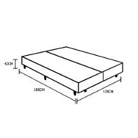 Base Box Casal Bipartido Sp Móveis Suede Preta - 42X138X188 - 4