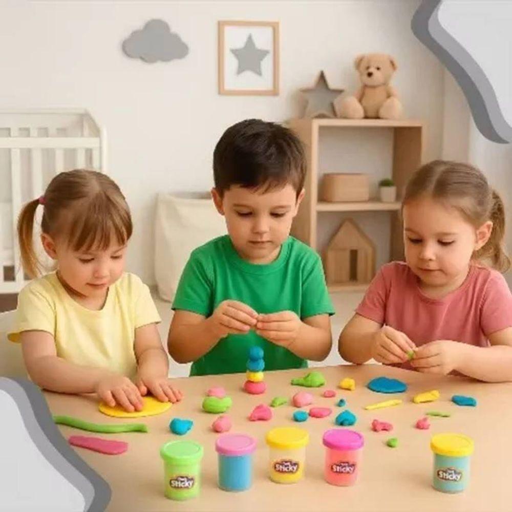 03 Pote De Massinha Com 5 Cores Vibrantes Atóxico 225 Gramas - 3