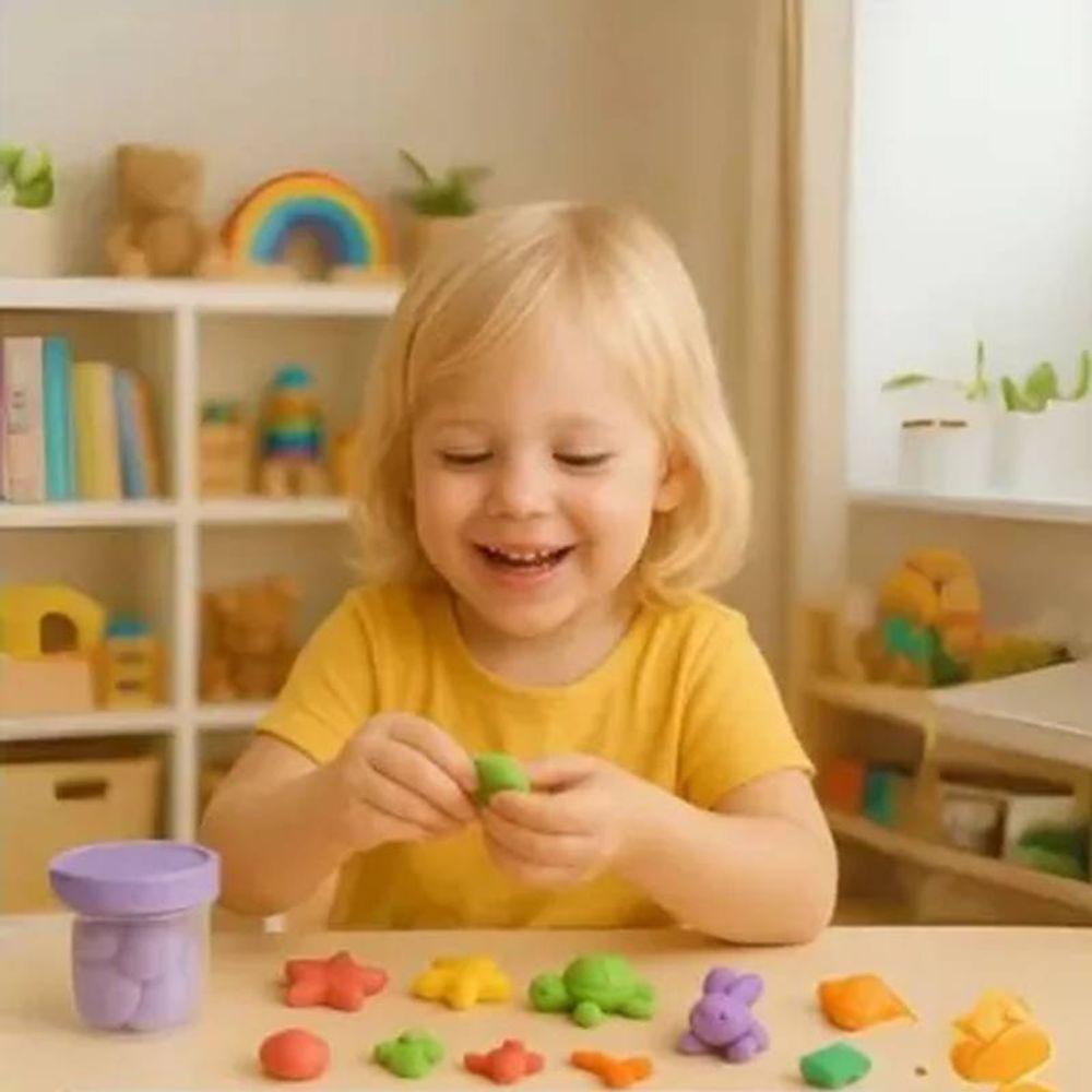 03 Pote De Massinha Com 5 Cores Vibrantes Atóxico 225 Gramas - 5