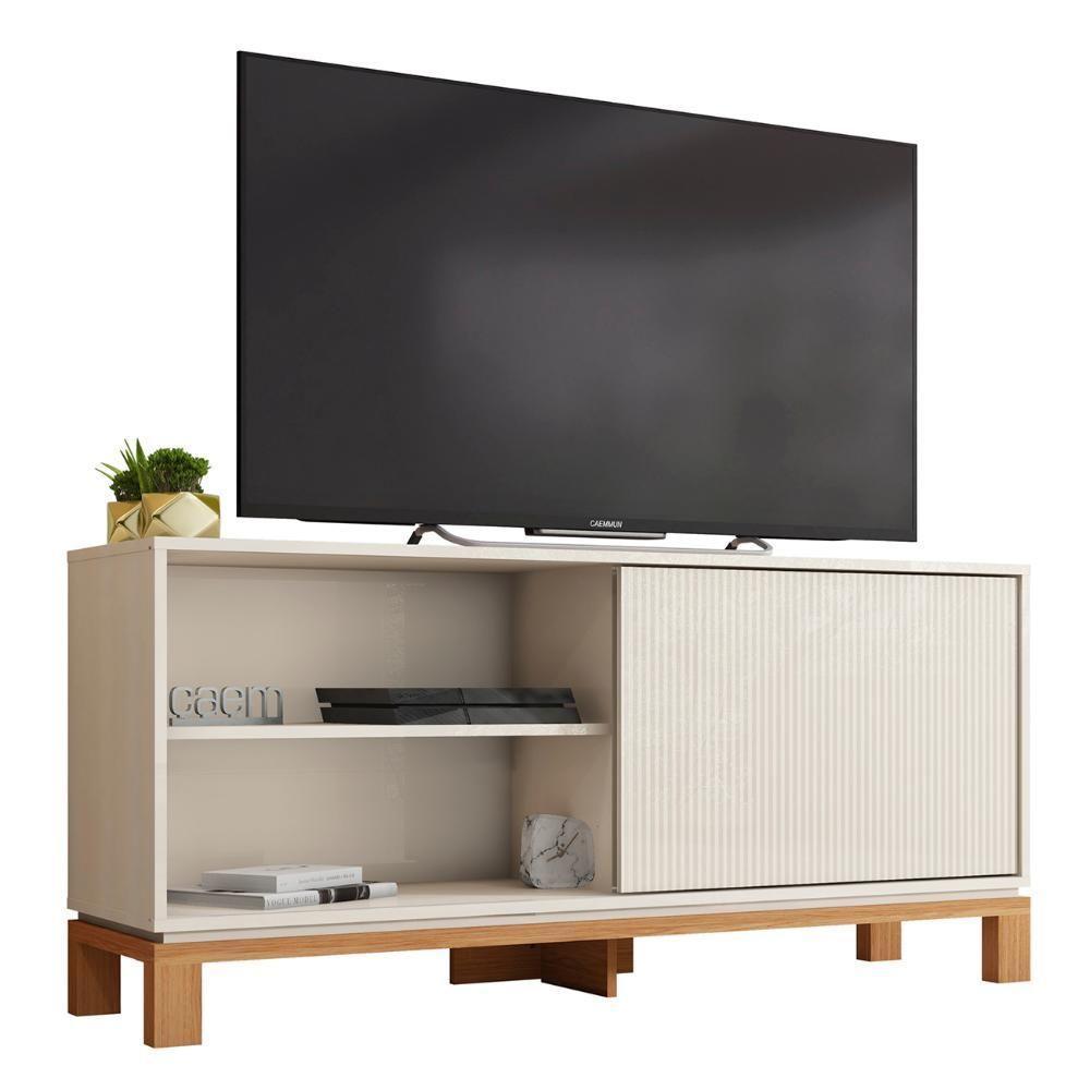 Rack Bancada Para Tv 45 Pol 136cm Lucca Off White/freijó C01 - Mpozenato - 1