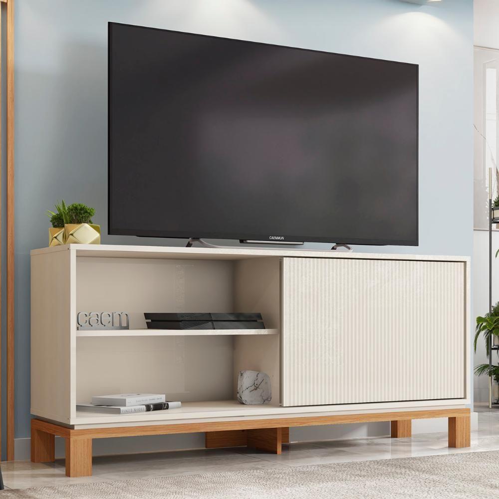 Rack Bancada Para Tv 45 Pol 136cm Lucca Off White/freijó C01 - Mpozenato - 2