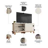Rack Bancada Para Tv 45 Pol 136cm Lucca Off White/freijó C01 - Mpozenato - 3