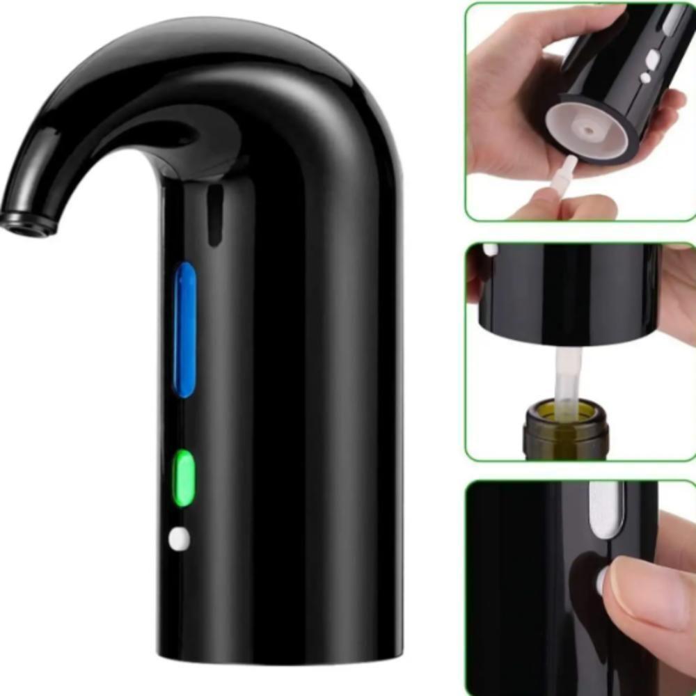 Aerador Vinho Eletrico Dispenser Decantador Automatico Bomba Inox Preta Garrafa Inteligente Premium - 2