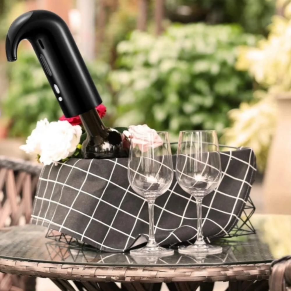 Aerador Vinho Eletrico Dispenser Decantador Automatico Bomba Inox Preta Garrafa Inteligente Premium - 5