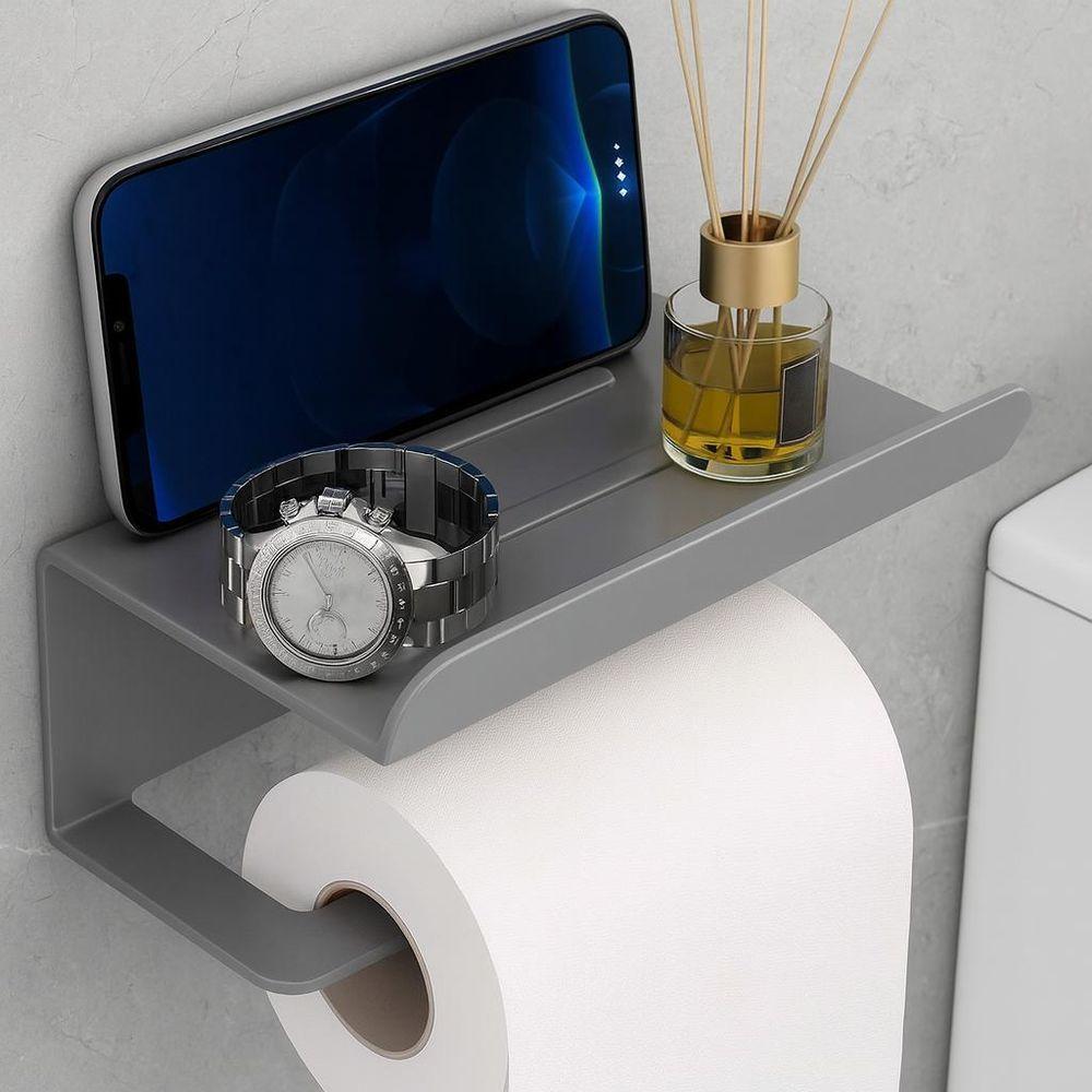 Suporte Papel Higiênico Premium Com Apoio Objetos - 2