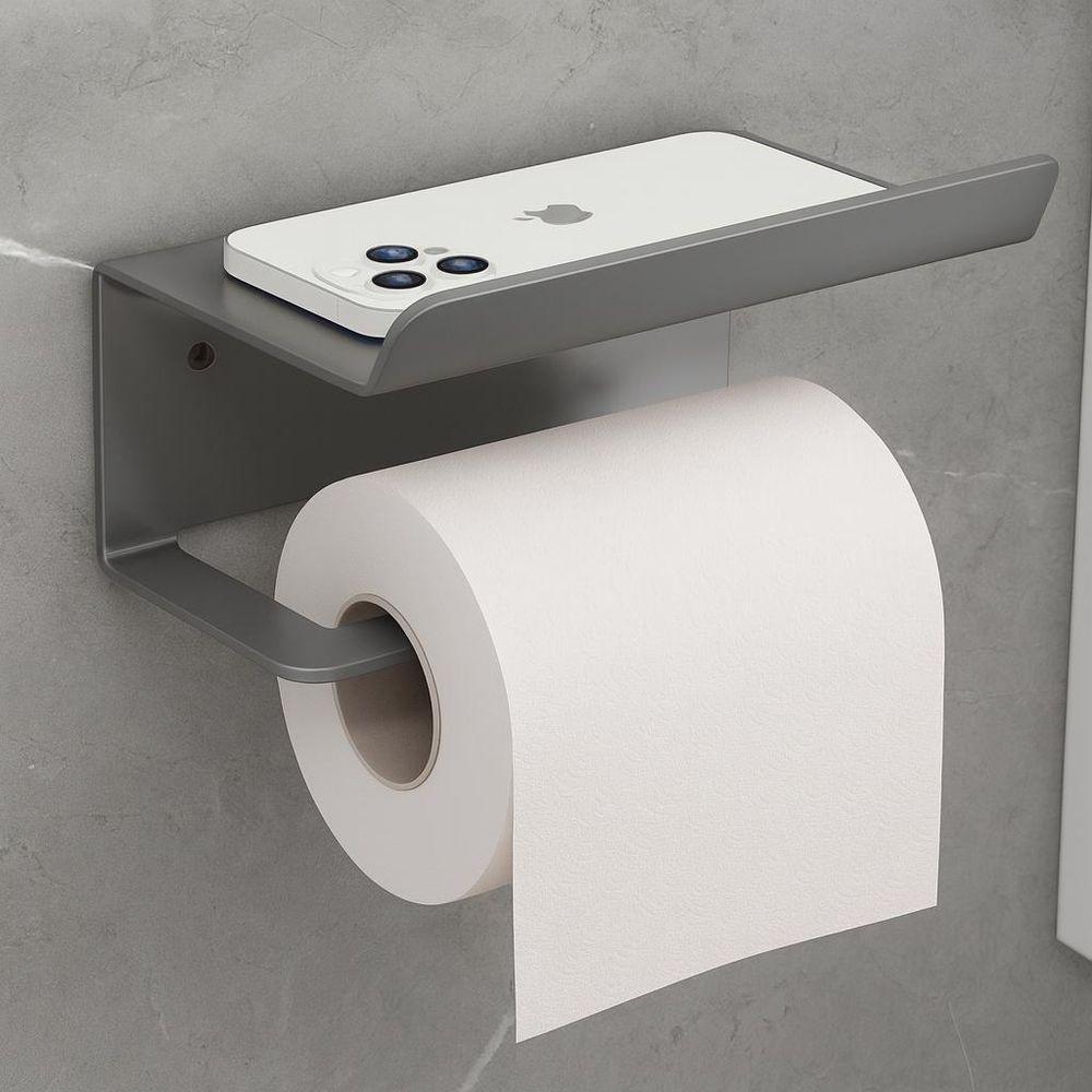 Suporte Papel Higiênico Premium Com Apoio Objetos - 3