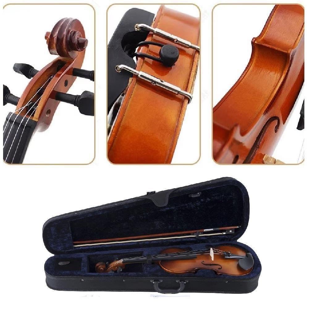 Violino 1-4 Acustico Luxo Completo Maleta Arco Madeira Com Breu Cavalete Violinista Iniciante - 7