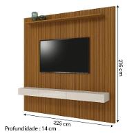 Painel Para Tv Até 75 Polegadas Ripado Impressão 3D Egeo Com Nicho 2,25M Cedro Off White Edn Cedro - 5