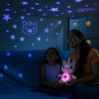 Urso De Pelucia Com Projetor De Estrelas Noite Iluminada Unicornio Musical Luz Noturna Criança Bebe Meninas Branco - 2