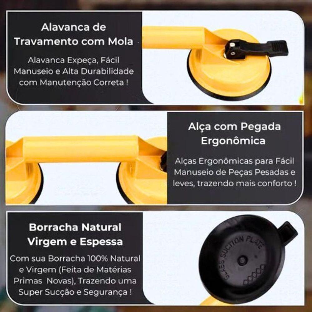 Ventosa Dupla P- Vidros Metais Mármores Espelhos Até 80kg - 6