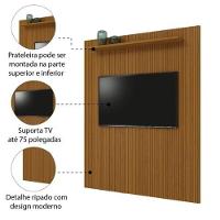 Painel Para Tv Até 75 Polegadas Ripado Impressão 3d Egeo Com Prateleira 1,80m Cedro Edn Cedro - 2