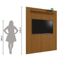 Painel Para Tv Até 75 Polegadas Ripado Impressão 3d Egeo Com Prateleira 1,80m Cedro Edn Cedro - 3
