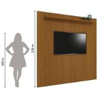 Painel Para TV Até 75 Polegadas Ripado Impressão 3D Egeo Com Prateleira 2,25m Cedro - 3