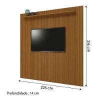 Painel Para TV Até 75 Polegadas Ripado Impressão 3D Egeo Com Prateleira 2,25m Cedro
