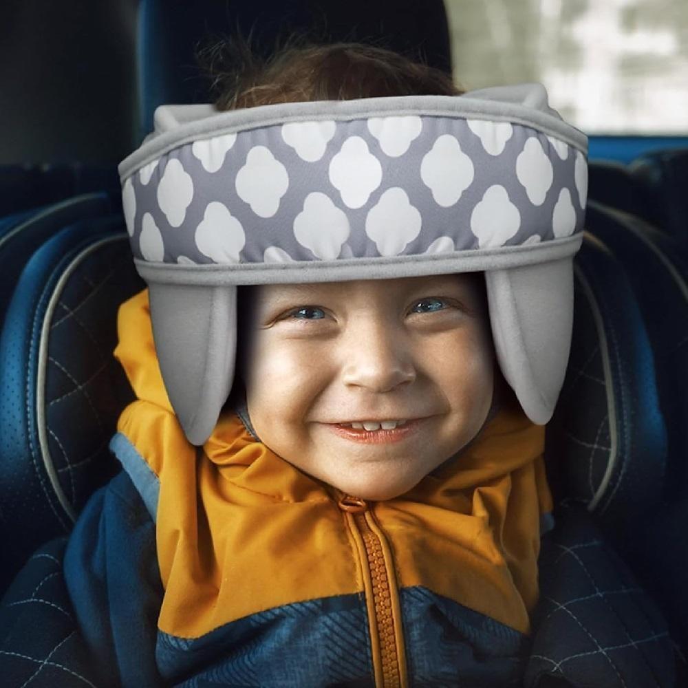 Apoio Cabeça Infantil Carro Faixa Ajustável Almofada Proteção Bebê Viagem Pescoço Cinza - 4