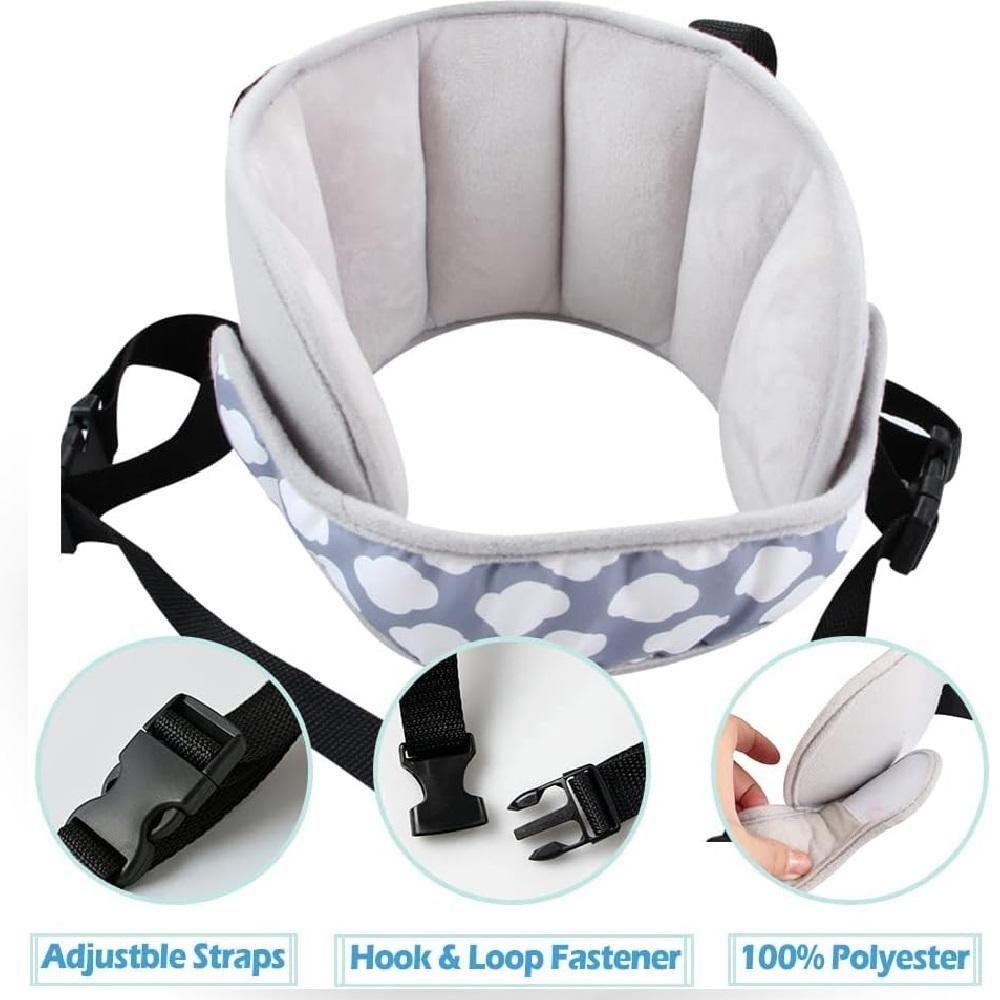 Apoio Cabeça Infantil Carro Faixa Ajustável Almofada Proteção Bebê Viagem Pescoço Cinza - 7