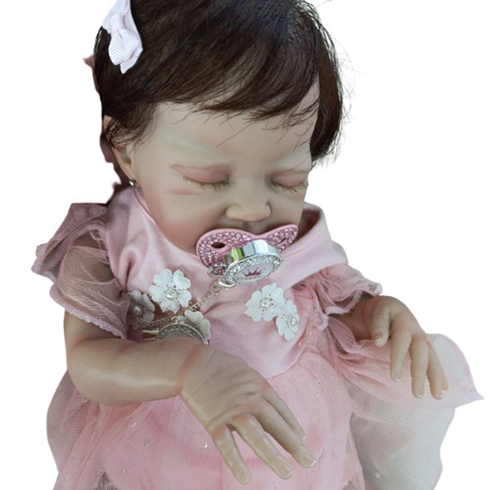 Bebê Reborn Menina Dormindo Recém Nascida Olhos Fechados Cabelo Implantado Fio A Fio - 1