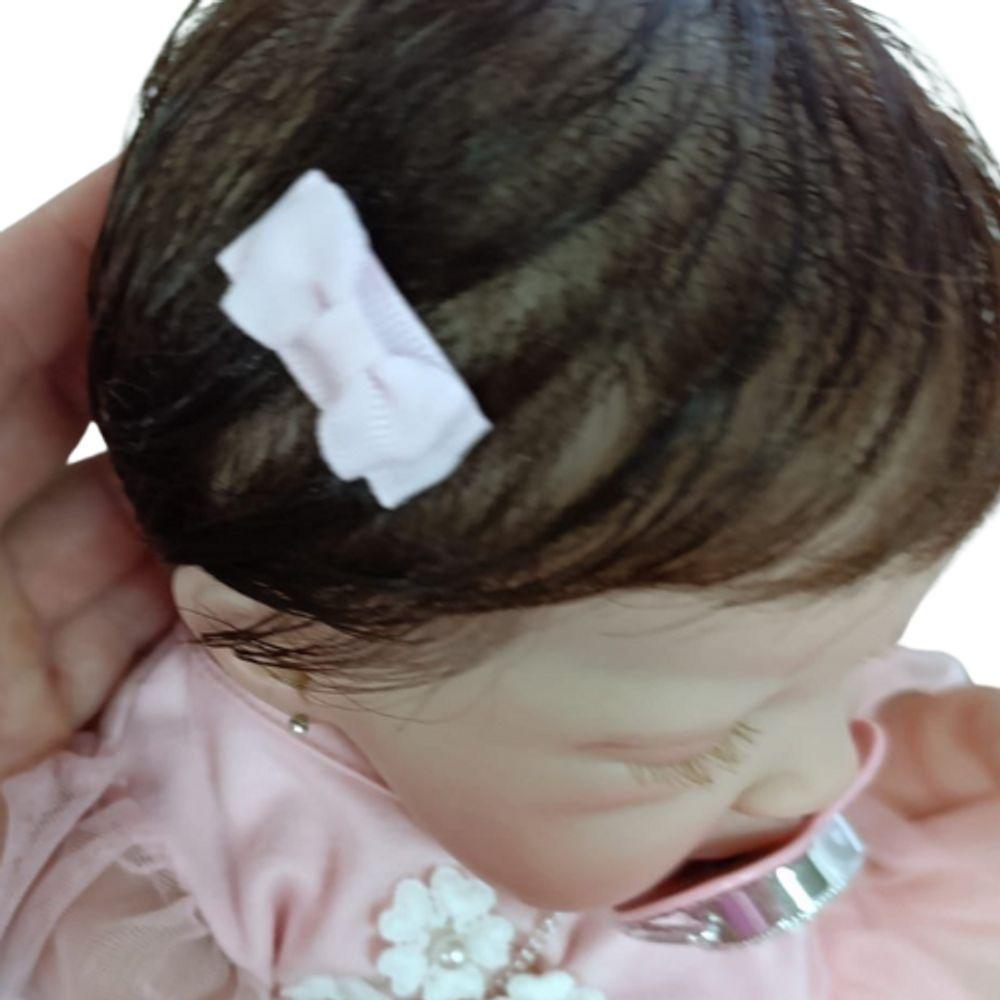 Bebê Reborn Menina Dormindo Recém Nascida Olhos Fechados Cabelo Implantado Fio A Fio - 4