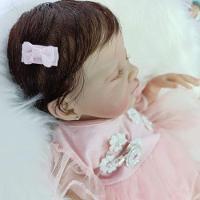 Bebê Reborn Menina Dormindo Recém Nascida Olhos Fechados Cabelo Implantado Fio A Fio - 3
