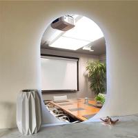 Espelho Brillare Orgânico Oval Grande Com LED 80x50cm Lapidado À Pilha Ou Fonte Branco Frio Pilha - 3