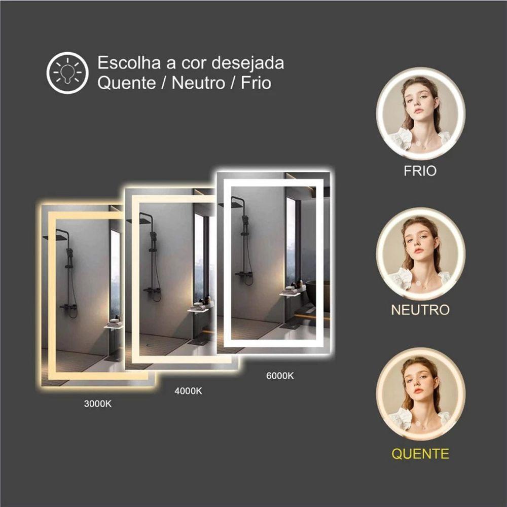 Espelho Jateado Com 3 Tons De LED e Touch Screen Fonte Slim 80x50 - 8