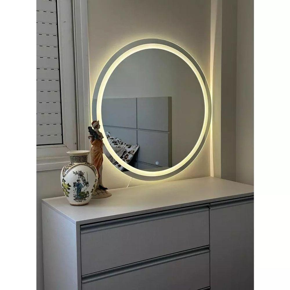 Espelho Brillare Redondo Jateado Com 3 Tons De LED e Botão Touch Screen Fonte Slim 60x60 - 2