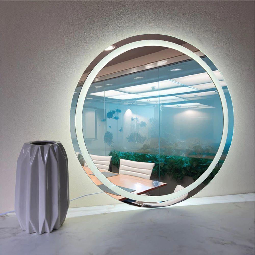 Espelho Brillare Redondo Jateado Com 3 Tons De LED e Botão Touch Screen Fonte Slim 45x45 - 2