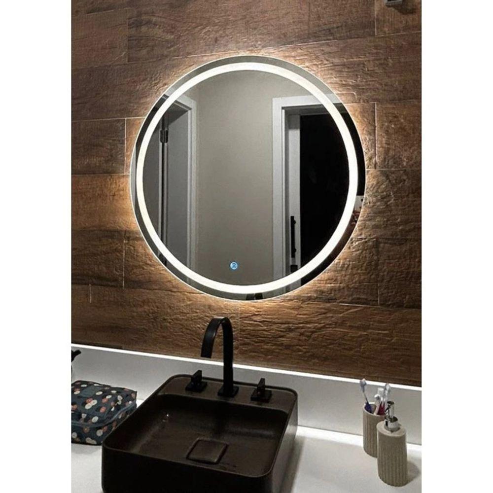 Espelho Brillare Redondo Jateado Com 3 Tons De LED e Botão Touch Screen Fonte Slim 45x45 - 4