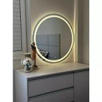 Espelho Brillare Redondo Jateado Com 3 Tons De LED e Botão Touch Screen Fonte Slim 90x90 - 3