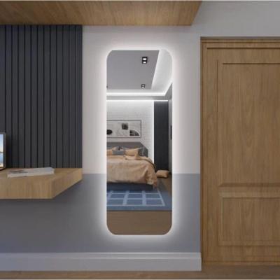 Espelho Brillare Corpo Inteiro Retangular Com LED 170cm x 70cm Lançamento Quarto Sala Grande Moderno Branco Frio